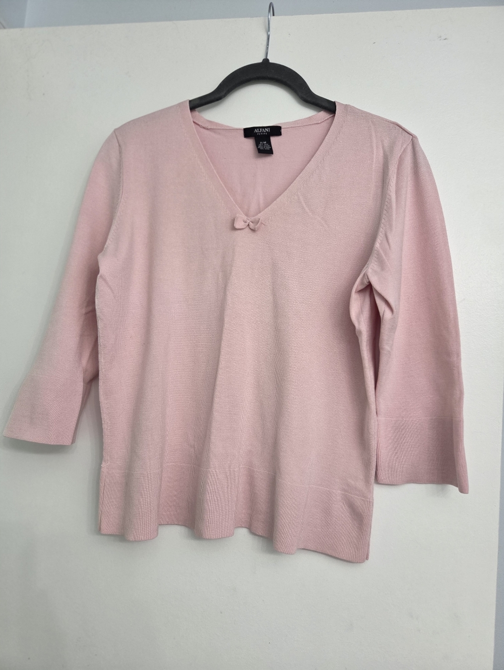 Alfani Pink V-Neck Long Sleeve Knit Pullover